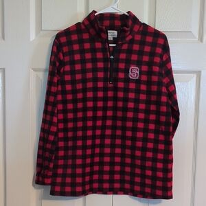 Red and Black Plaid Quarter-Zip Pullover